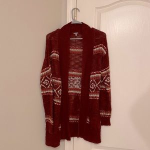Burgundy Printed Cardigan